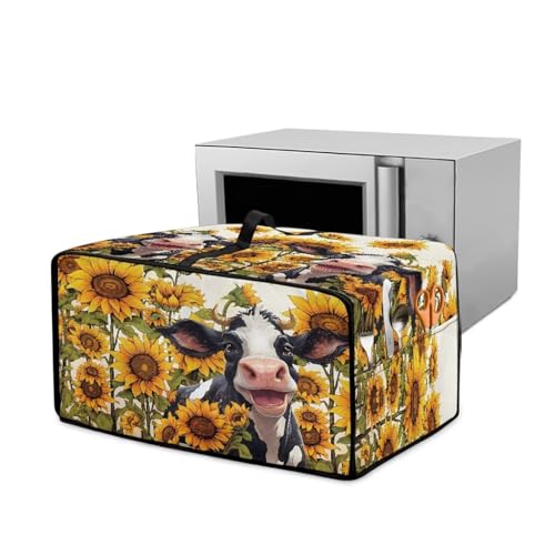 Wanyint Funda para horno tostador tamaño M (52 cm de ancho) - Tela decorativa para mini hornos, accesorios de cocina elegantes para el hogar, girasol de vaca