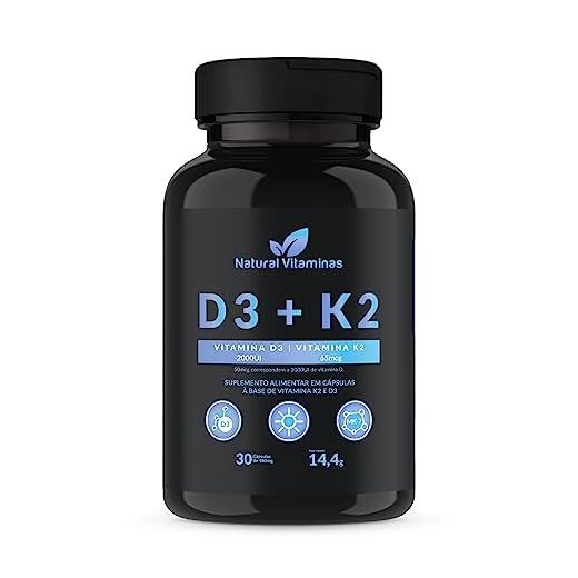 Vitamina D3 200UI + Vitaminas K2 65mcg (MK-7) 1 Pote com 30 Cápsula de 480mg