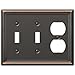 Decorative Wall Switch Outlet Cover Plates (Oil Rubbed Bronze, 2 Toggle 1 Duplex)