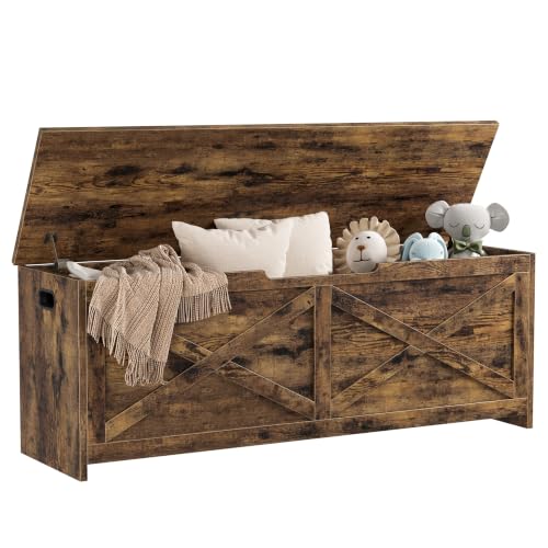 Garvee 47.3" Wooden Storage Bench, Storage Chest with Safety Hinges