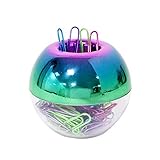 MultiBey Holographic Colorful Paper Clip Dispensers Red Blue Green Purple Smooth Steel Paperclip Bookmark Magnetic Holder