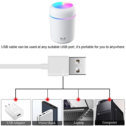 Morofme 300Ml Colorful Cool Mini Humidifier, Portable Air Humidifier Aroma Essential Oil Diffuser, Usb Mist Sprayer Small Personal Humidifier For Car Home Auto Shut-Off 2 Mist Modes Quiet (White) #TOP5