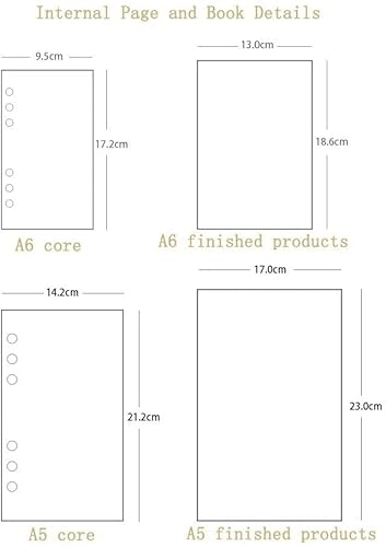 HPTHLY Carpeta De Anillas En Espiral Tamaño A5 con 6 Agujeros, De Tela, con Puntos, para La Escuela, La Oficina, Papelería, Planificador De Cuadrícula De Líneas En Bla,A-Grid-Inner Page - imagen 6