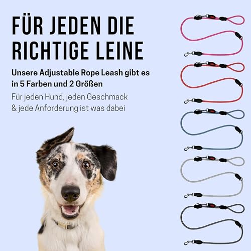 KONG 3-Fach Verstellbare Doppel-Hundeleine 2m I Für Große Hunde Bis 50kg I Größe L I Laufleine Mit 2 Robusten Karabinerhaken I Hochwertige Seil-Führleine in Schwarz