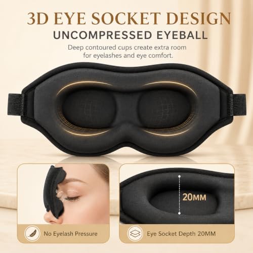 3D Contoured Weighted Eye Mask, Dark Gray — 사진 2