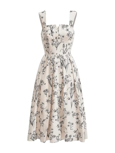 Floerns Girl's Floral Print Cami Dress Sleeveless Ruffle Hem Boho Long Dress