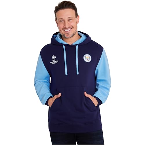 Manchester City F.C. Mens Hoodies Warm Hooded Sweatshirt Official Man City Gifts (Navy/Blue, XL)