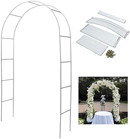 Metal Arch Wedding Garden 94.5 inch H x 55 inch W Assemble Freely for Various Climbing Plant Roses Vines Bridal Party Decoration Pergola Arbor,White