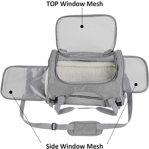 Pet Carrier Airline Approved Pet Carrier for Medium &Small Cat Rabbit and Dogs, Small Airline Approved Cat Pet Travel Carrier(Grey) — view 5