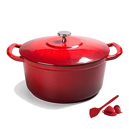 YLWX Dutch Oven Cast Iron Induction Enameled Cooking Dutch Pot Casserole with Lid, Cocotte Clay Crock Pot (Color : Red)