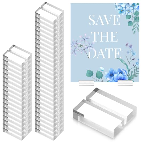 HaiFafafaing 50 Pcs Acrylic Place Card Holder, 1.2\" Clear Small Acrylic Sign Holders Wedding, Table Numbers Name Display Stands, Thanksgiving Place Cards Holders, for Photos Office Menu Meeting