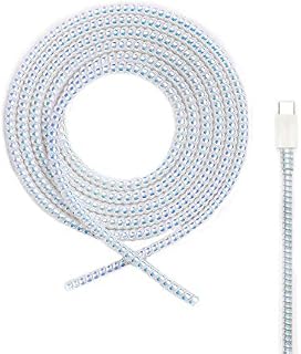 Cable Protector Animal Proof Wire Repair, Cord Protector for Pets Headphone Saver Spiral Cable Wrap Strain Relief, Cord Sleeve for Phone Cable USB Date Cable, 60 inches, 2 pcs, Pearl
