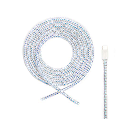 Cable Protector Animal Proof Wire Repair, Cord Protector for Pets Headphone Saver Spiral Cable Wrap Strain Relief, Cord Sleeve for Phone Cable USB Date Cable, 60 inches, 2 pcs, Pearl by ALUELY - Used condition - US$6.71