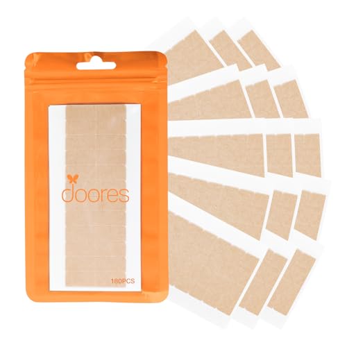 DOORES Hair Extension Tape Replacement Adhesive, 180 Tabs, 1.6 x 0.3 Inch