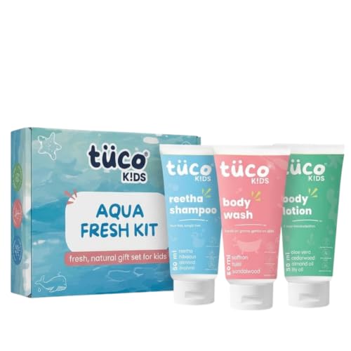 Image of Tuco Kids Aqua Fresh Kit | Travel-Ready Shampoo, Body Wash & Lotion | Fresh, Hydrating Daily Care for Kids | Safe & Gentle | Age 3-15 (3 Items in the set)