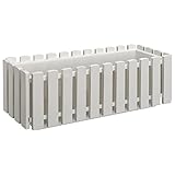  BURI - Jardinera de 46,5 cm, para balcón, estilo rústico, aspecto de madera, Blanco
