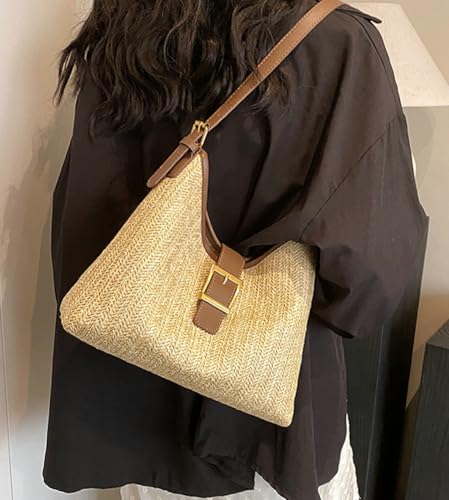 Straw Shoulder Bag Straw Beach Bags For Women Tote Bag For Travel Rattan Purses Summer Casual Handwoven Travel Handbags 20253