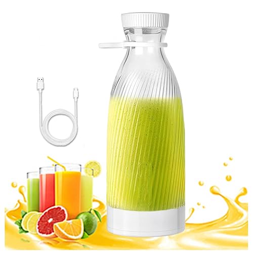 Fresh Juice Batidora Portatil, 500 Ml, DiseñO De 6 Cuchillas Vaso Batidor, Carga Usb PortáTil InaláMbrica Smoothie Blender, Para El Hogar, Deportes Al Aire Libre, VehíCulo,White