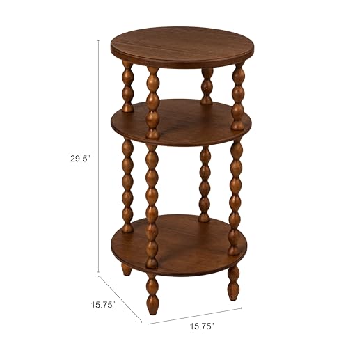 Creative Co-Op Bobbin Leg Round Wood Accent Table, Walnut by Creative Co-Op - Used condition - Image 2