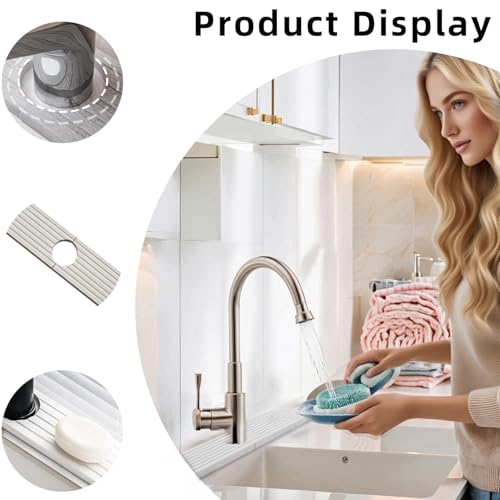 Stone Drying Mat for Kitchen Counter, Diatomite Water-Absorbing Dish Drying Mat & Sink Splash Guard - Super Absorbent Stone Faucet Mat Protector Tray, Prevents Moisture (23.6"x4", White) by Sumelix - Used condition - Image 6