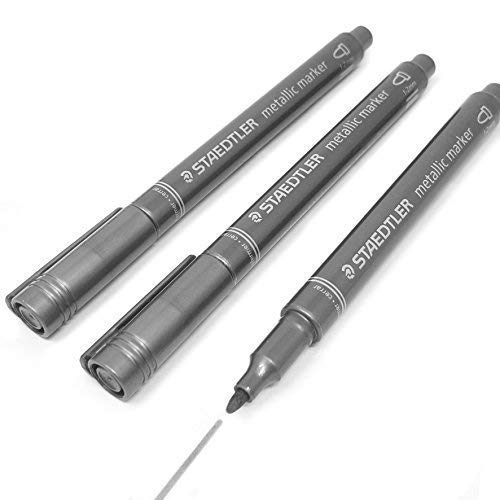 Staedtler Metallic Marker Pens - Bullet Shaped Nib 1-2mm - Set of 3 - Silver
