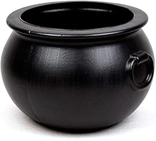 PMU 10 Inch Halloween Cauldron Pot Kettle, Black Plastic Witch Cauldron bowl, candy bucket, Indoor & Outdoor Decorations