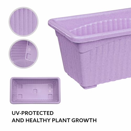 Image of Kuber Industries Pack of 4 Flower Pot | Flower Planters for Home-Lawns & Gardening | Flower Pot for Living Room-Office | Window Planters | Flower Pots for Balcony | Marble Jupitar | Purple