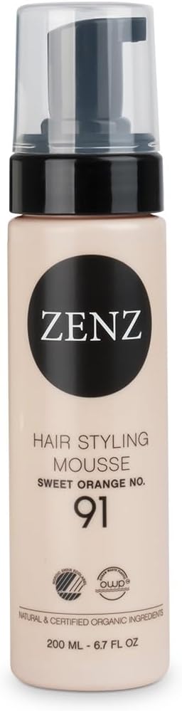 ZENZ | Styling Mousse | Orange no. 91 | 200 ml | Scent of Orange & Apple | Aloe Vera & Silk Protein | Adds Volume & Texture | All Hair Types | Especially Suited for Curly Hair