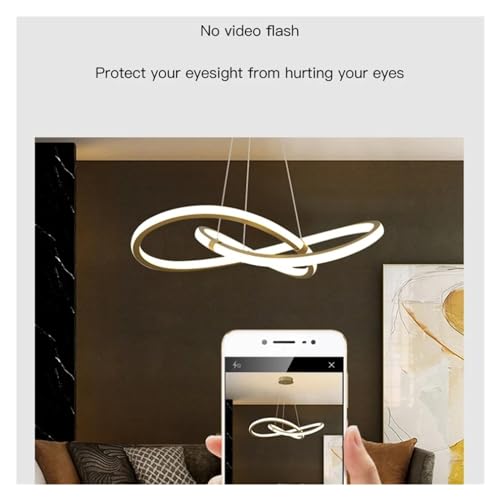 Lustre LED salon suspension design courbe plafonnier noir moderne 60cm - 2