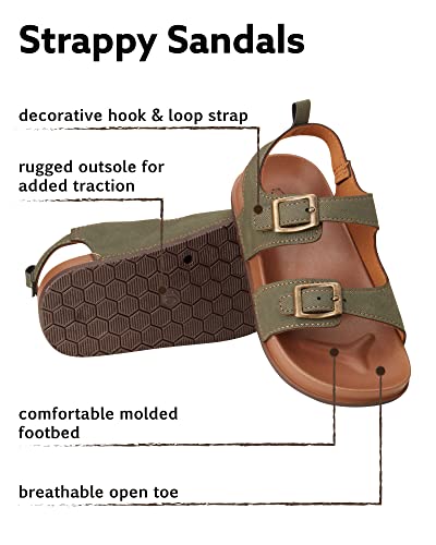 Rugged Bear Toddler Boy's Sandals - Strappy Sandals With Buckles, Size 9 Toddler, Olive Tan #TOP1