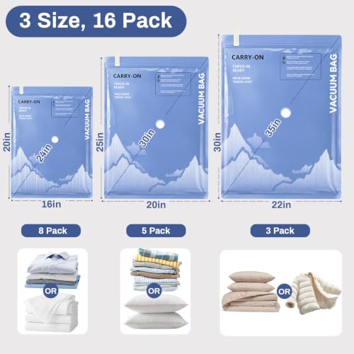 16 Pack Vacuum Storage Bags for Travel with Rechargeable Wireless Pump by Cetey - Used condition - Image 2