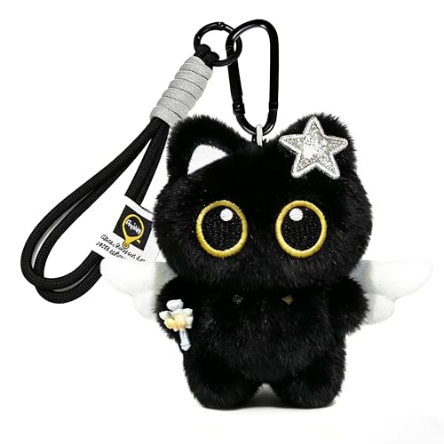 Baofuwan Katze Schlüsselanhänger Süß, Liebenswerter 3D Katze Taschen Anhänger, Flauschiger Plüsch Anhänger, Katze Schlüsselanhänger Einzigartig, Perfekt Geschenk，1 Verpackung