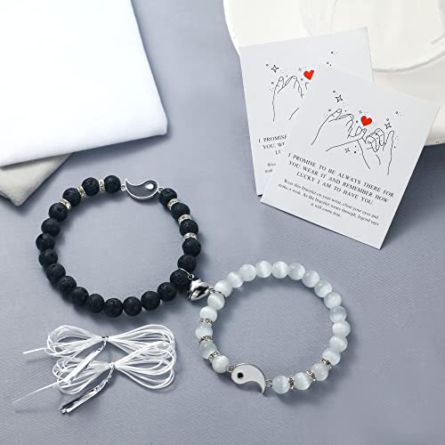Magnetic Heart Bracelets For Couples Gift Matching Couple Bracelets For Boyfriend Girlfriend Jewelry Gifts, His And Hers Yin Yang Long Distance Relationship Bracelet As Birthday Gifts For Her #TOP1