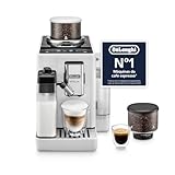 De’Longhi Rivelia – Cafetera Superautomática, LatteCrema Jarra de leche automática, 16 Bebidas One-Touch, Pantalla Táctil, Depósitos de Granos de Café Intercambiables, Blanco (EXAM440.55.W)