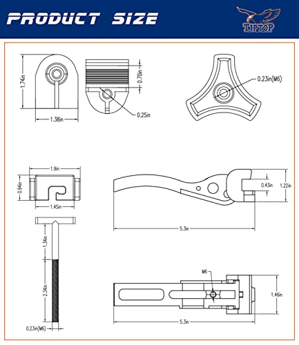 Tiptop Universal Replacement Parts for Hard Folding Tonneau Cover - Rear Clamp, Front Clamp, T-Bolt