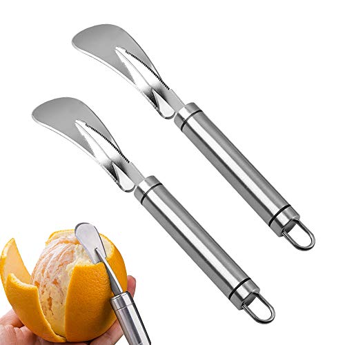 Orange Peeler Cutter, 2 Pieces Stainless Steel Orange Citrus Peelers, Orange Peeler Tool With Curved Handle Vegetable Fruit Tools Kitchen Gadget #TOP11