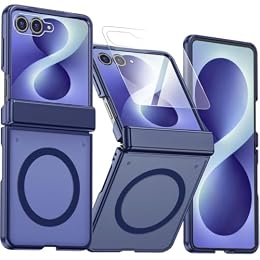NINKI for Samsung Galaxy Z Flip 8 Magnetic Case with Screen Protection, [Compatible with Magsafe] Shockproof Hard Thin Z Flip 8 Hinge Protective Cover for Samsung Z Flip 8 Phone Case Translucent Blue