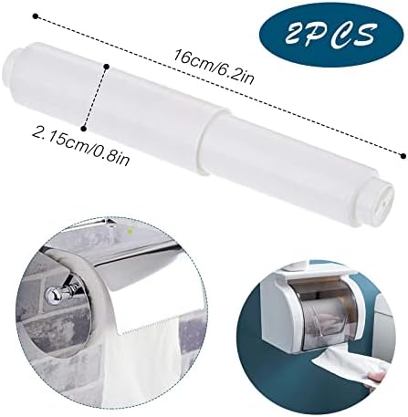 acdokuk 2 PCS General Toilet Paper Holder Roller, Plastic Toilet Tissue Roll Holder Insert Replacement, Spring Loaded Toilet Roll Holder White Roller Fitting, for WC and Bathroom