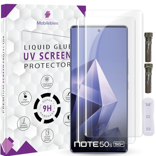 Image of Advanced HD+ UV Tempered Glass Screen Protector For infinix Note 50s 5G (6.78 Inch, Pack of 2) Full Adhesive UV Curved Screen Guard, Case Friendly with installation kit