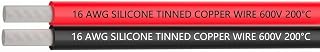 16 AWG Silicone Electrical Wire - 30 Feet (15 ft Black, 15 ft Red) 2 Conductor Parallel Wire - Soft, Flexible, Tinned Copper, Insulated, Stranded