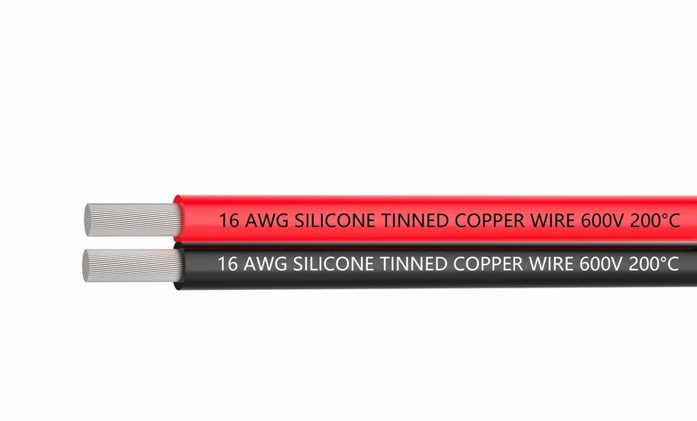 16 AWG Silicone Electrical Wire - 30 Feet (15 ft Black, 15 ft Red) 2 Conductor Parallel Wire - Soft, Flexible, Tinned Copper, Insulated, Stranded