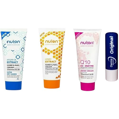 Honey, Argan oil, Extract Hand & Nail Cream With Vitamin B5 & E, TRIO PACK 75ML one of Each With Free Originial Lip Balm