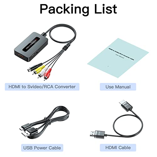 Sedytetoc Hdmi To Svideo Rca Converter With Hdmi Cable(Rca And Svideo Cables Integrated), Hdmi To Composite Av Converter For Hdmi Device To Display On Older Tvs #TOP1