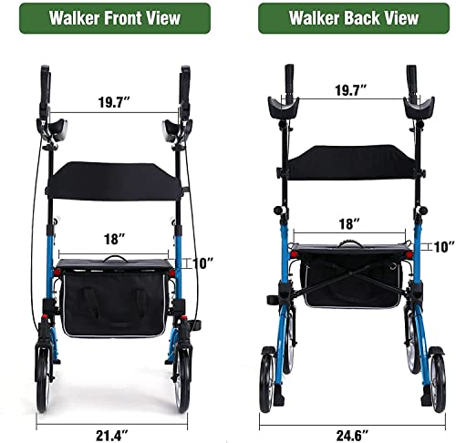 Healconnex Upright Rollator Walkers For Seniors- Stand Up Rolling Walker With Seats And 10 Inch Wheels thumb #6