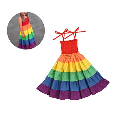 Vestido de playa para niña rojo de algodón ropa cómoda infantil 7