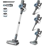 Aspirateur sans fil avec auto-remorque, 8-in-1 Aspirateurs pour la maison, Aspirateur léger puissant avec LED Écran, Aspirateur rechargeable pour tapis, Cheveux d'animaux, Planchers de bois franc (Peuve)