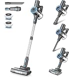 Cordless Stick Vacuum Cleaner with Self-Standing, 8-in-1 Vacuum Cleaners for Home, Lightweight Powerful Vacuum with LED Screen, Rechargeable Vacuum for Carpet, Pet Hair, Hardwood Floors (Grayblue)