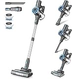 Cordless Stick Vacuum Cleaner with Self-Standing, 8-in-1 Vacuum Cleaners for Home, Lightweight Powerful Vacuum with LED Screen, Rechargeable Vacuum for Carpet, Pet Hair, Hardwood Floors (Grayblue)