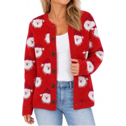 Ugly Christmas Cardigan For Women Long Sleeve...