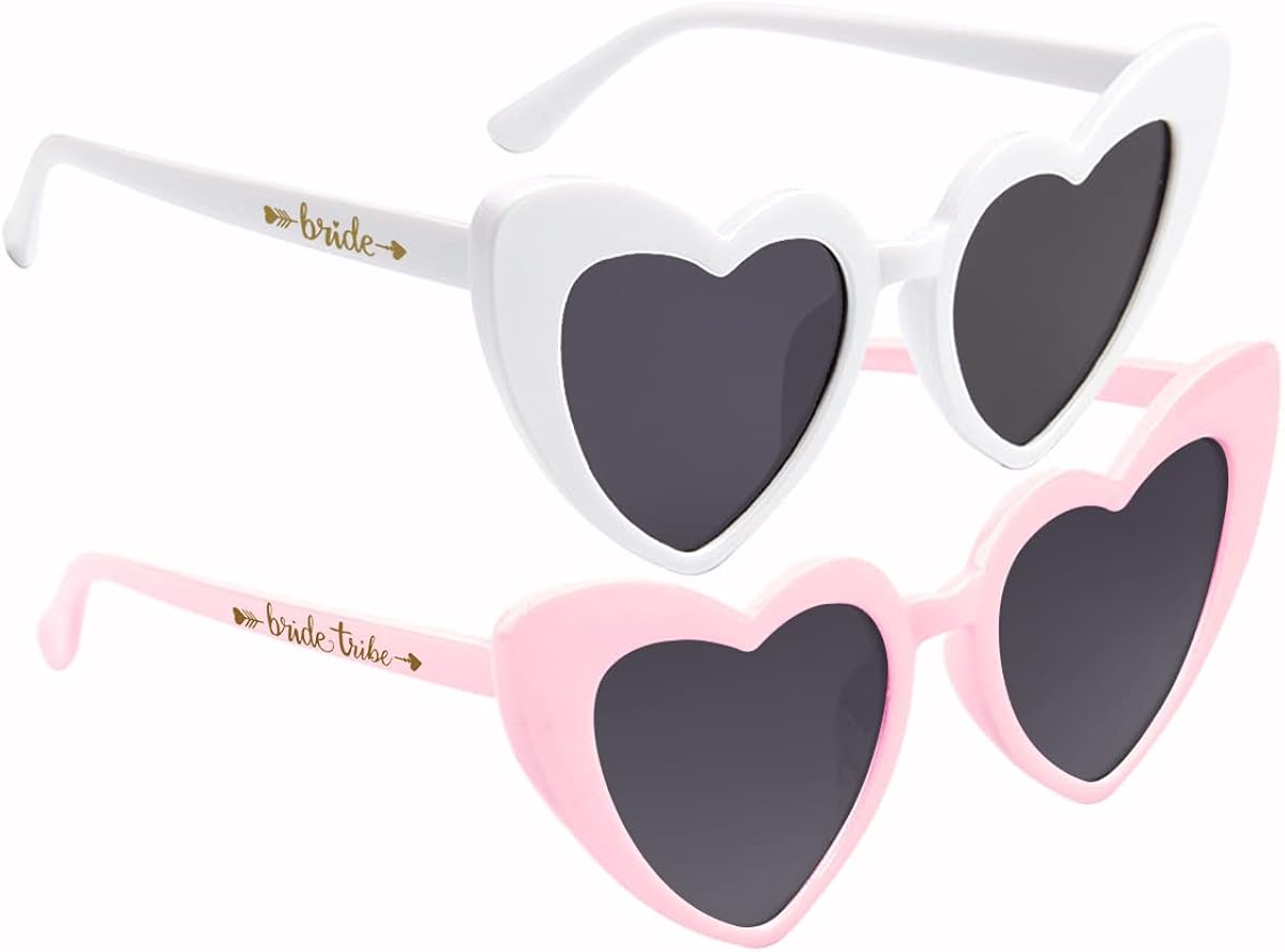 Miniatura 4 de LADY&HOME 10 lentes de sol de despedida de soltera en forma de corazón para despedidas de soltera, suministros para bodas, gafas de sol